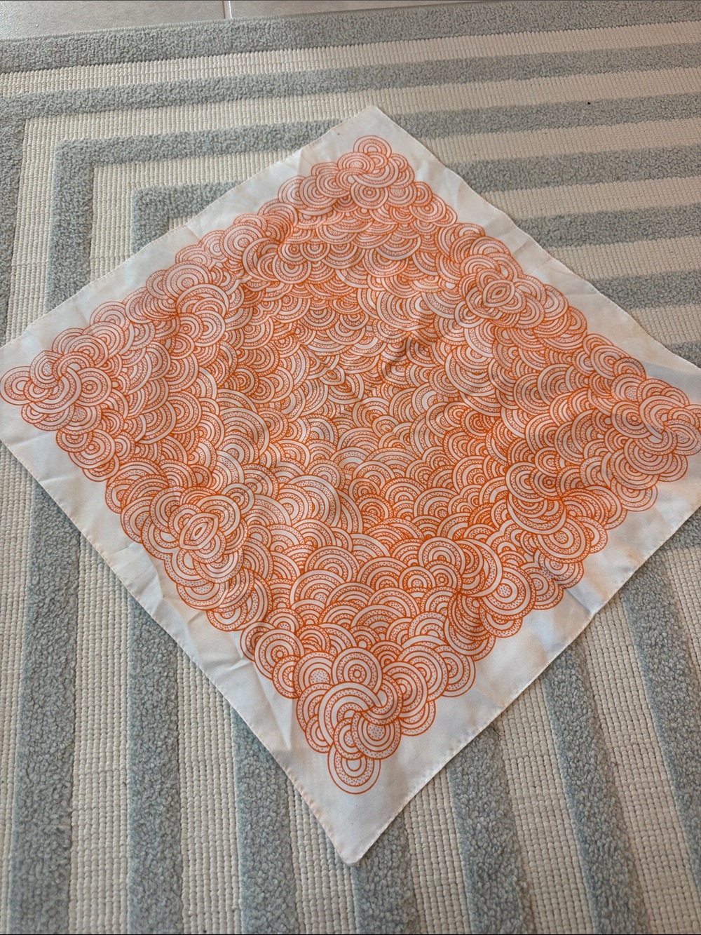Vintage Orange & White Decorative Scarf - Swirl Pattern